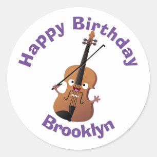 Sticker Rond Sympa drôle violon comédie musicale caractère clas