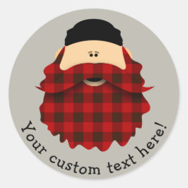Sticker Rond Sympa Flannel Rouge Plaid Caractère Porté