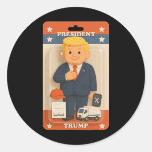 Sticker Rond Sympa Trump Action Figure Trend Shirt