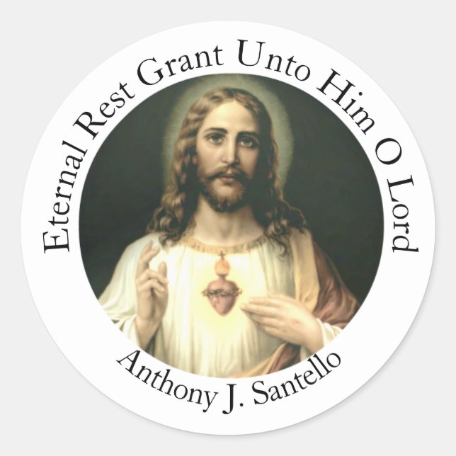 Sticker Rond Sympathie catholique funérailles Mémorial Jésus (Devant)