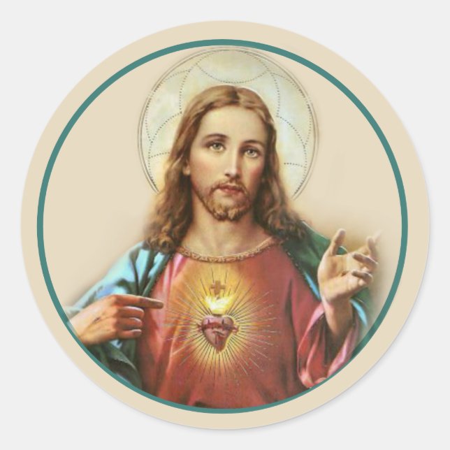 Sticker Rond Sympathie catholique funérailles Mémorial Jésus (Devant)