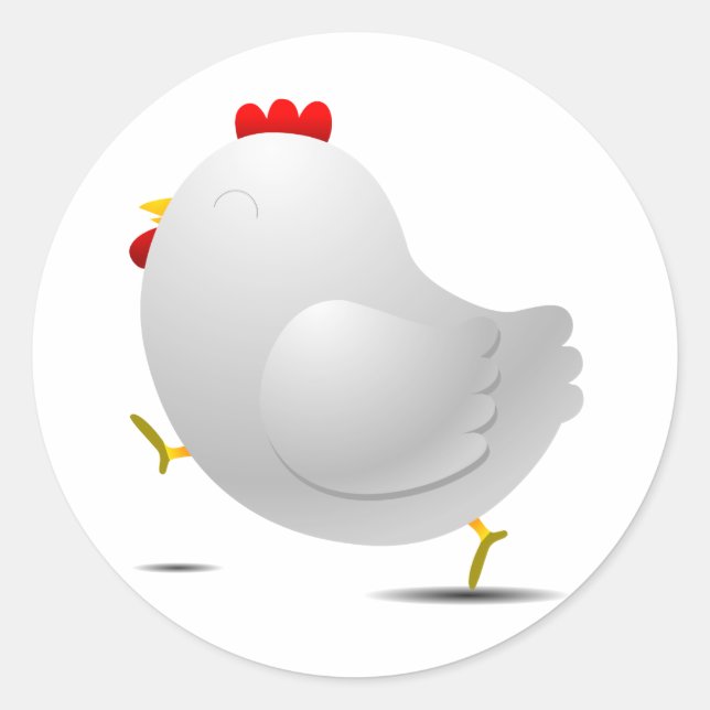 Sticker Rond Sympathique personnage de dessin animé de poulet j (Devant)