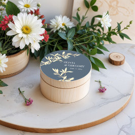 Sticker Rond Symphonie florale intemporelle en bleu