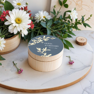 Sticker Rond Symphonie florale intemporelle en bleu