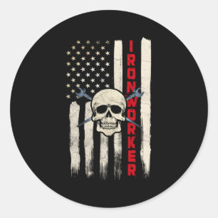 Sticker Rond Syndicat De Travailleur Du Fer À L'Arrière