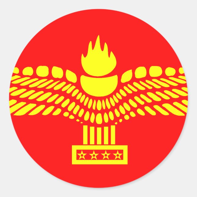 Sticker Rond Syriac Aramaic Peuple, drapeau syrien (Devant)