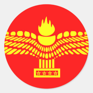 Sticker Rond Syriac Aramaic Peuple, drapeau syrien