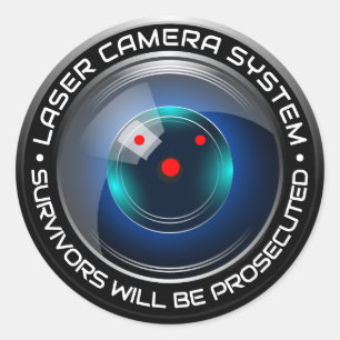 Sticker Rond Système de caméra de sécurité Laser Humour de surv
