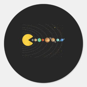 Sticker Rond Système Solaire Astronomie Espace Jeux Vidéo Drôle
