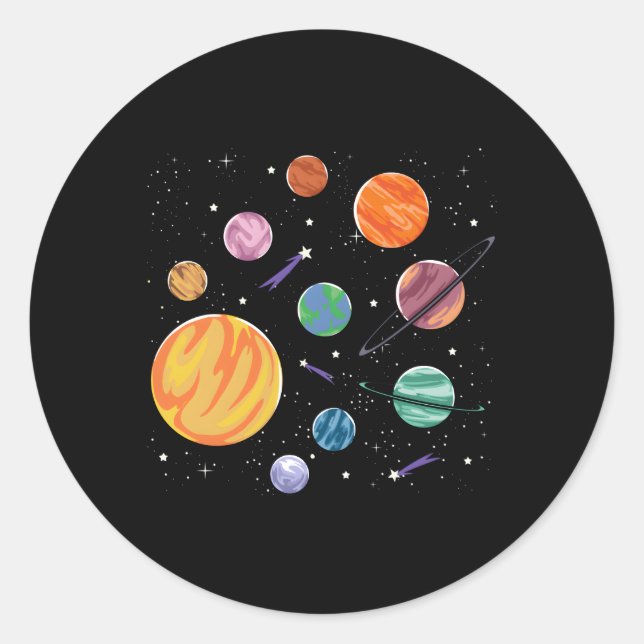 Sticker Rond Systèmes solaires Planètes Science Espace Stem (Devant)
