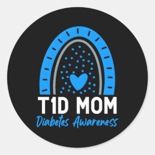 Sticker Rond T1D Diabète Jour S Type 1 Diabète Maman Arc-en-cie