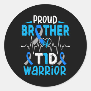 Sticker Rond T1d Fière Frère Diabète Sensibilisation Type 1 Ins