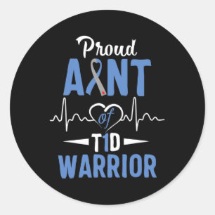 Sticker Rond T1d Fière Tante Diabète Sensibilisation Type 1 Ins