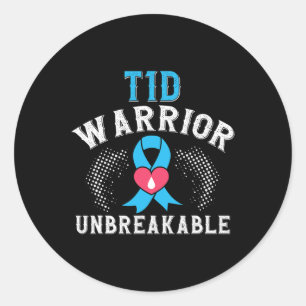 Sticker Rond T1D Guerrier Indestructible Mois de sensibilisatio