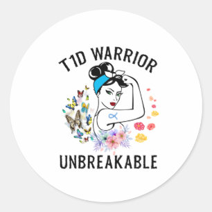 Sticker Rond T1D Guerrière Femme Type 1 Sensibilisation au diab