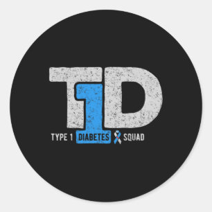 Sticker Rond T1d Type 1 Cadeau de sensibilisation de l'escouade