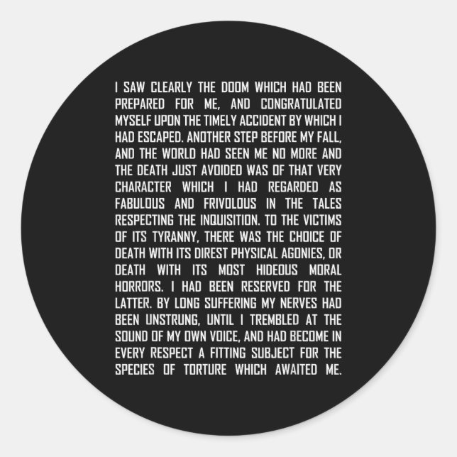 Sticker Rond T And The Pendulum Edgar Allan E Etry Excerpt  (Devant)