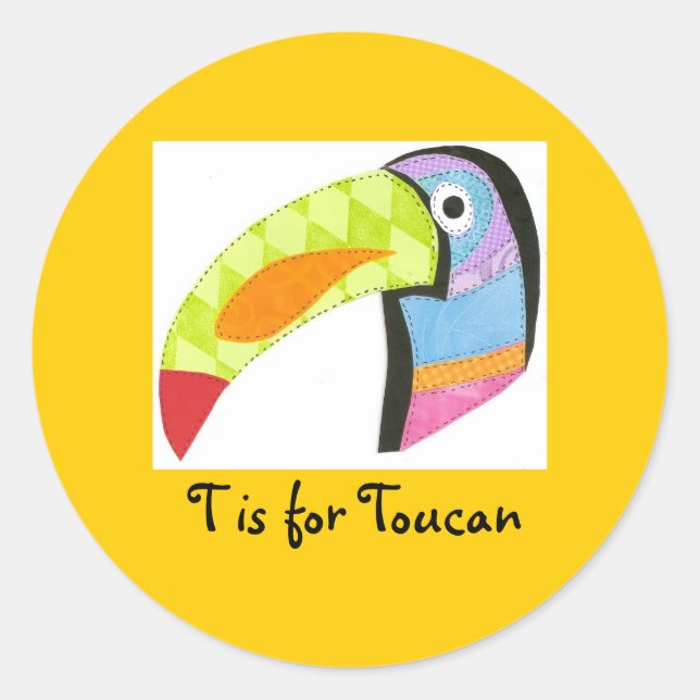 Sticker Rond T est pour Toucan (Devant)
