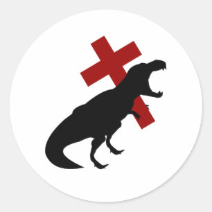 Sticker Rond T-Rex avec la croix