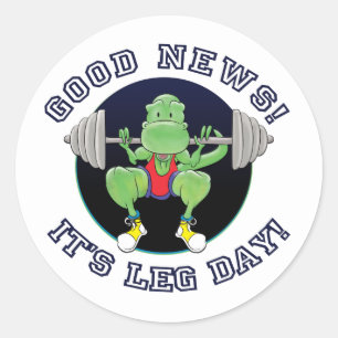 Sticker Rond T-Rex. De bonnes nouvelles, c'est jour de jambe !