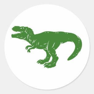 Sticker Rond T rex dinosaure - Choisissez la couleur arrière - 