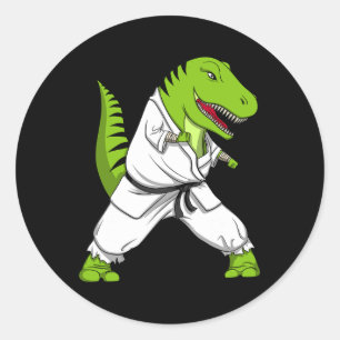 Sticker Rond T-rex dinosaure karaté kickboxing arts martiaux Ji