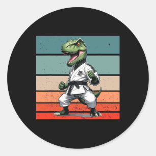 Sticker Rond T.rex Karate Gi Ceintures Noires Posture Puissante
