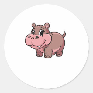 Sticker Rond T-Shirt à manches longues pour bébé mignon Hippo M