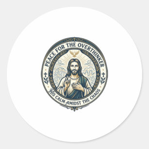 Sticker Rond T-Shirt Affirmations de santé mentale de Jésus Ins