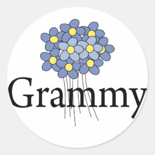 Sticker Rond T-shirt assez bleu de Grammy de fleur