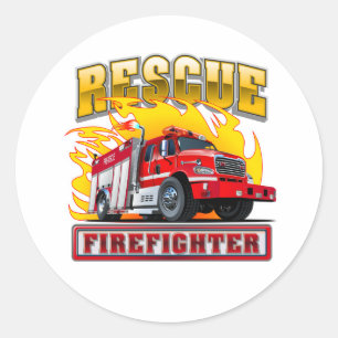 Sticker Rond T-shirt Camion-feu