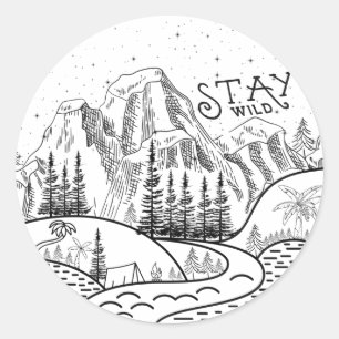 Sticker Rond T-Shirt camping-faune sauvage