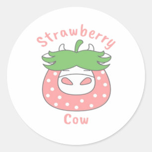 Sticker Rond T-shirt classique à la fraise rose