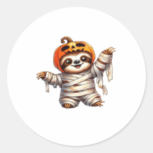 Sticker Rond T-shirt classique de Sloth Mummy Halloween