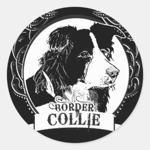 Sticker Rond T-shirt de border collie