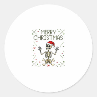 Sticker Rond T-shirt de Noël gothique crâne moche Rock