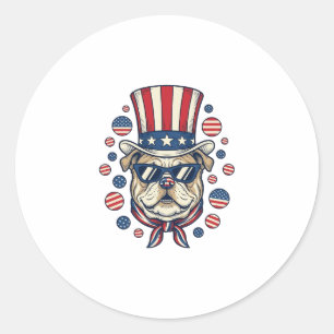Sticker Rond T-shirt design avec gravure vintage de bouledogue 