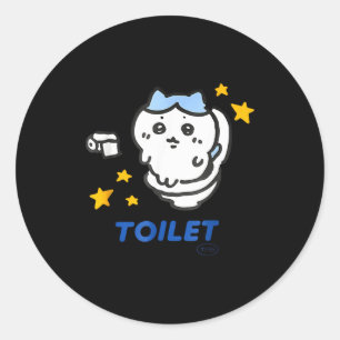 Sticker Rond T-shirt drôle de toilette temps Chikawa Meme