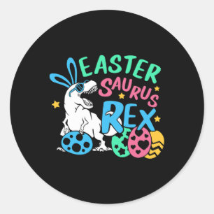 Sticker Rond T-shirt Easteraurus T-rex jour de Pâques, Lapin de
