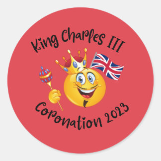 Sticker Rond T-Shirt Emoji, couronnement du roi Charles III