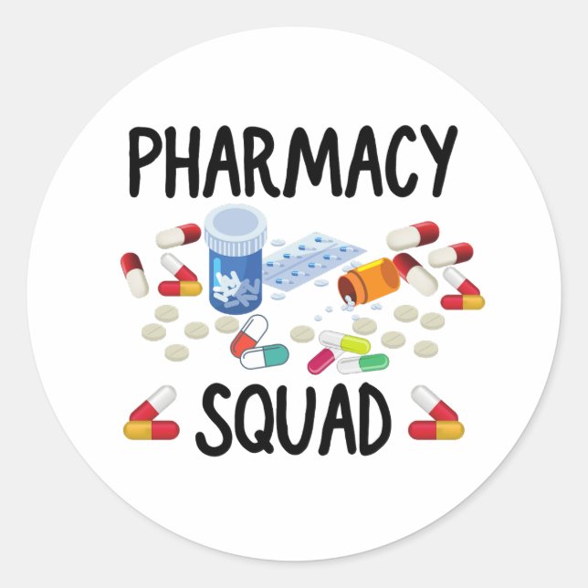 Sticker Rond T-Shirt, équipe de pharmacie (Devant)