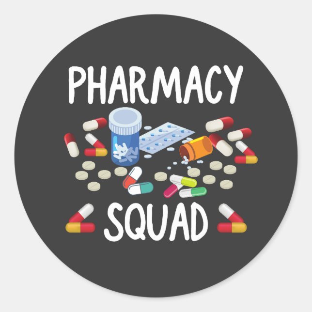 Sticker Rond T-Shirt, équipe de pharmacie (Devant)