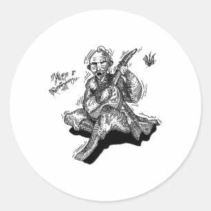 Sticker Rond T-shirt graphique - Chanson du soldat ukrainien - 