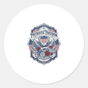 Sticker Rond T-shirt graphique vectoriel Fleuriste Patriotique_