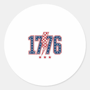 Sticker Rond T-shirt graphique vintage éclair patriotique 1776_