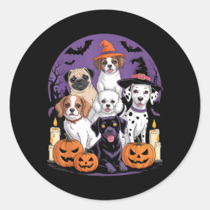 Sticker Rond T-shirt Halloween chien fantôme drôle Halloween Ch
