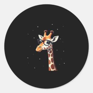 Sticker Rond T-shirt homme femme girafe hipster bonne humeur Ch