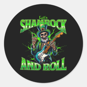 Sticker Rond T-shirt homme squelette St P Let's Shamrock And Ro