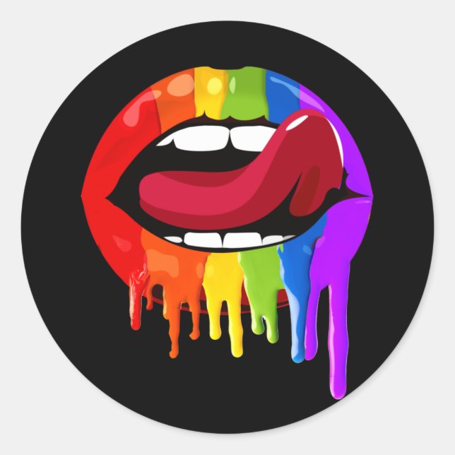 Sticker Rond T-shirt Lips Pride (Devant)