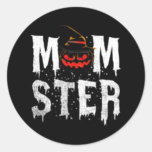 Sticker Rond T-shirt Momster Costume drôle d'Halloween pour mam